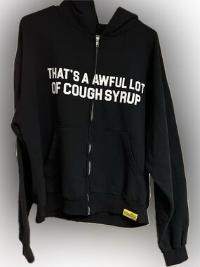 Black nwot thats a awful lot of cough syrup Desto Dubb authentic Zip-Up Hoodie L